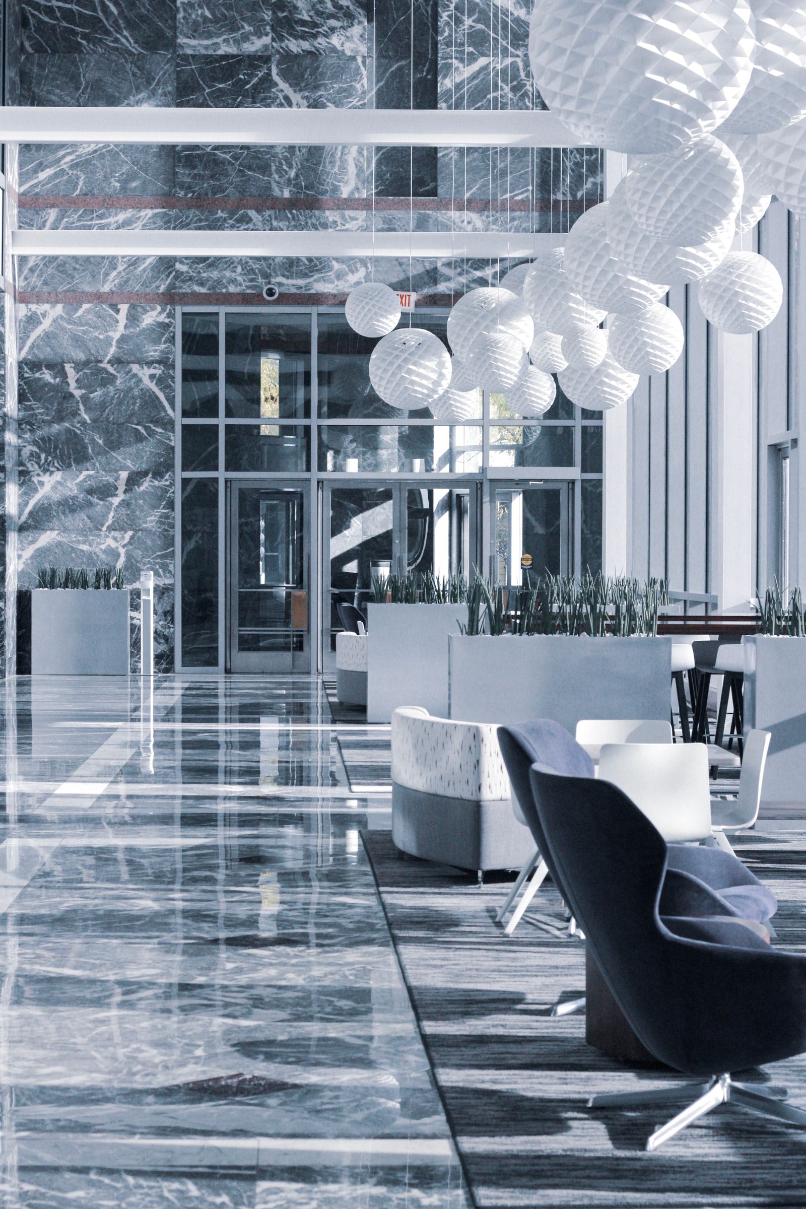 Marble-clad modern living interior